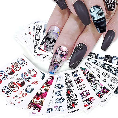 Halloween Nail Stickers Decals Charms Decorate 24 Sheets Day of The Dead Them...