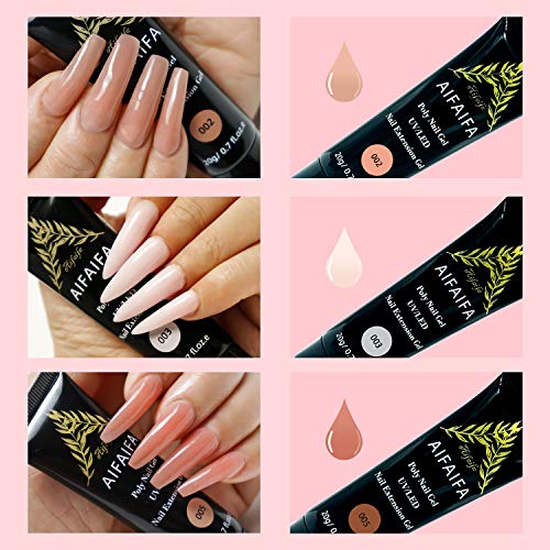Poly Nail Gel Kit, 7 Colors Nail Extension Gel with UV Lamp, Poly Extension D...