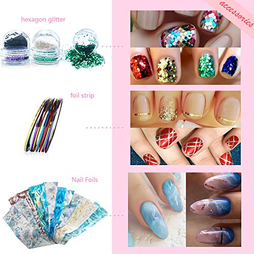 Poly Nail Gel Kit, 7 Colors Nail Extension Gel with UV Lamp, Poly Extension D...