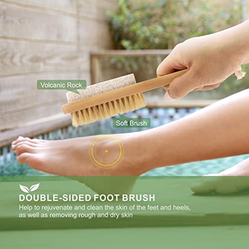 Dry Brushing Body Brush Set of 4, Bath Brush Long Handle for Shower, Natural ...