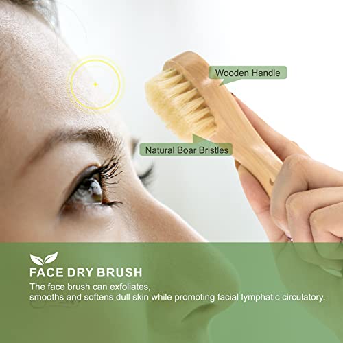 Dry Brushing Body Brush Set of 4, Bath Brush Long Handle for Shower, Natural ...