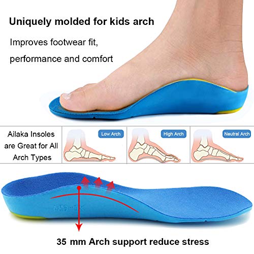Ailaka Kids Orthotic Cushioning Arch Support Shoe Insoles, Children Pu Foam I...