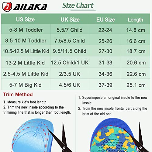 Ailaka Kids Orthotic Cushioning Arch Support Shoe Insoles, Children Pu Foam I...