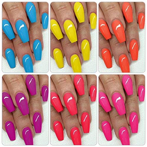 AIMEILI Hot Pink Gel Nail Polish Soak Off Summer Yellow Gel Nail Lacquer, Neo...