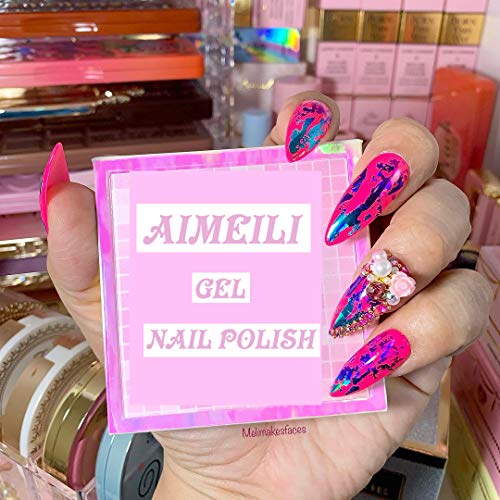 AIMEILI Hot Pink Gel Nail Polish Soak Off Summer Yellow Gel Nail Lacquer, Neo...