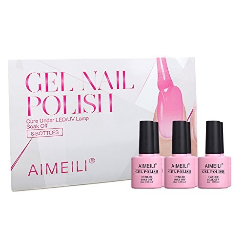AIMEILI Hot Pink Gel Nail Polish Soak Off Summer Yellow Gel Nail Lacquer, Neo...