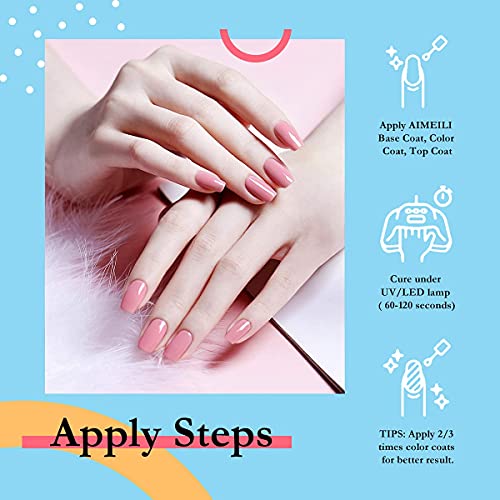 AIMEILI Soak Off Gel Nail Polish Gifts for Holiday Day, Pastel Pink Nude Colo...