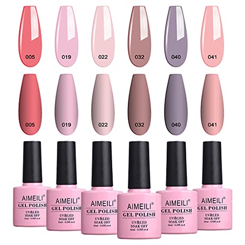 AIMEILI Soak Off Gel Nail Polish Gifts for Holiday Day, Pastel Pink Nude Colo...