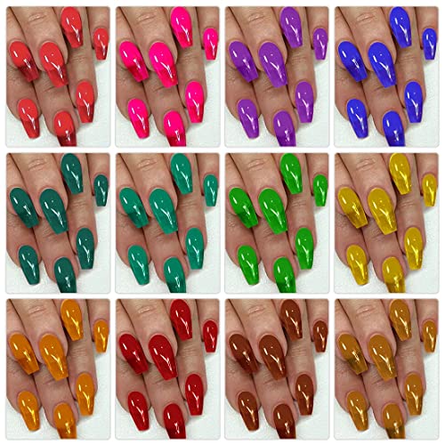 AIMEILI Soak Off Jelly Transparent Gel Nail Polish Pink Blue Red Purple Rainb...