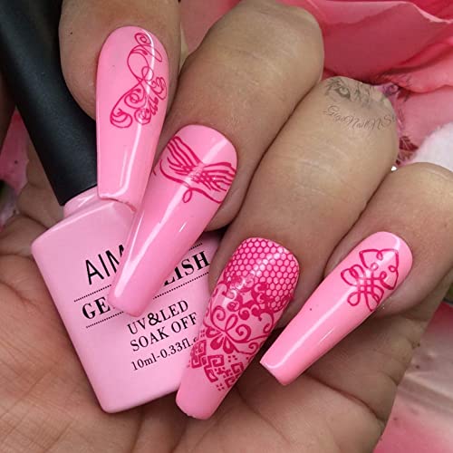 AIMEILI Soak Off Nude Pink Gel Nail Polish Set, All Seasons Pink Nail Polish ...