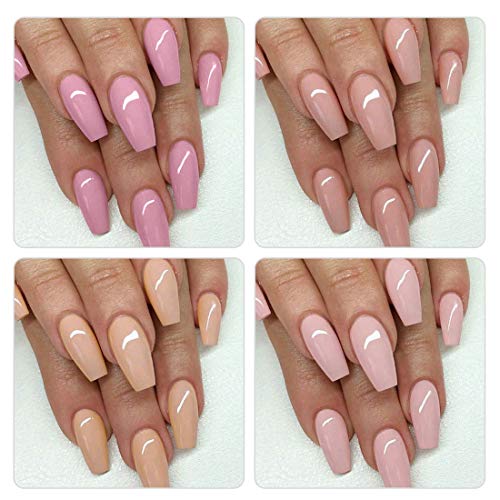 AIMEILI Soak Off UV LED Gel Nail Polish Natural Sheer Pink Color Gel Set Of 4...