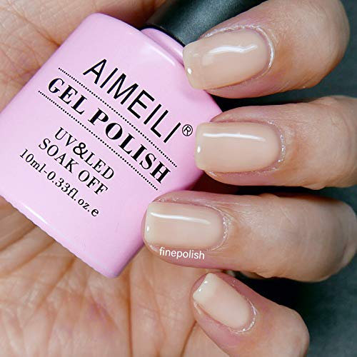 AIMEILI Soak Off UV LED Gel Nail Polish Natural Sheer Pink Color Gel Set Of 4...