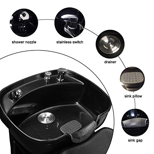 Ainfox Shampoo Barber Backwash Chair, ABS Plastic Shampoo Bowl Sink Chair for...