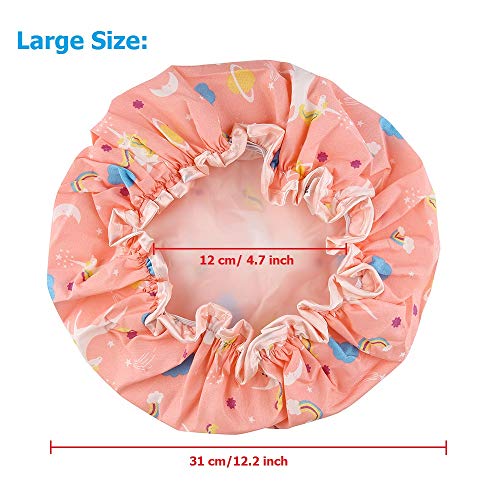 Shower Caps, 3 PACK Bath Cap for Women Waterproof & Adjustable Double Layered...