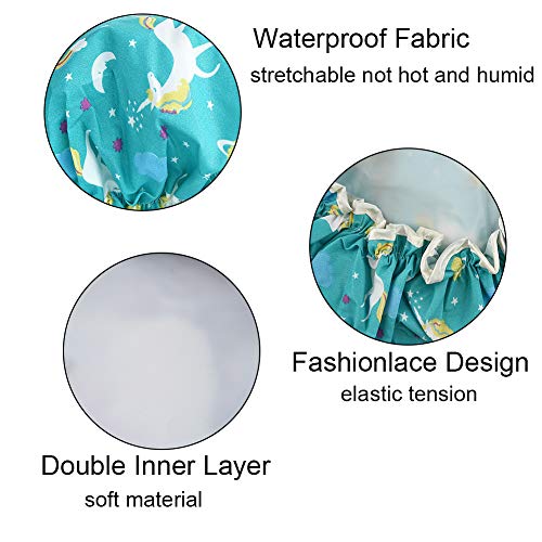 Shower Caps, 3 PACK Bath Cap for Women Waterproof & Adjustable Double Layered...