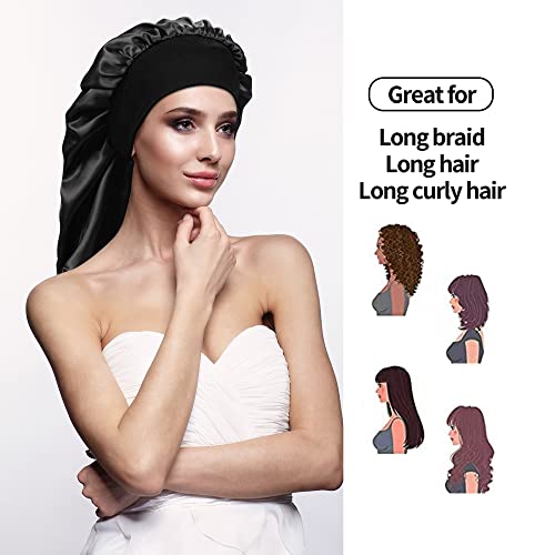 4 Pieces Satin Sleep Cap for Curly Hair and Dreadlock, Long Braids Sleeping B...