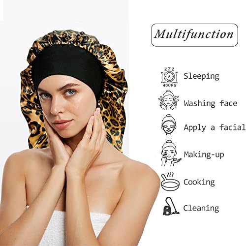 4 Pieces Satin Sleep Cap for Curly Hair and Dreadlock, Long Braids Sleeping B...