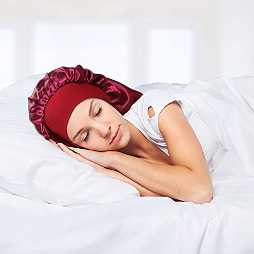 4 Pieces Satin Sleep Cap for Curly Hair and Dreadlock, Long Braids Sleeping B...