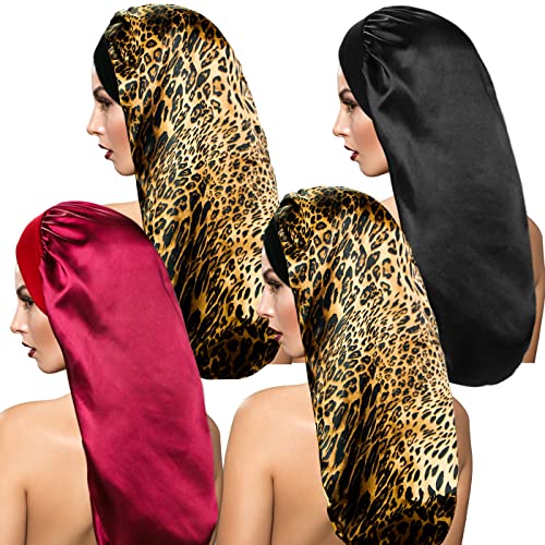 4 Pieces Satin Sleep Cap for Curly Hair and Dreadlock, Long Braids Sleeping B...