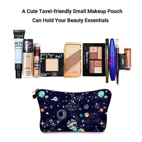 Cute Travel Makeup Bag Cosmetic Bag Small Pouch Gift for Women (Space)