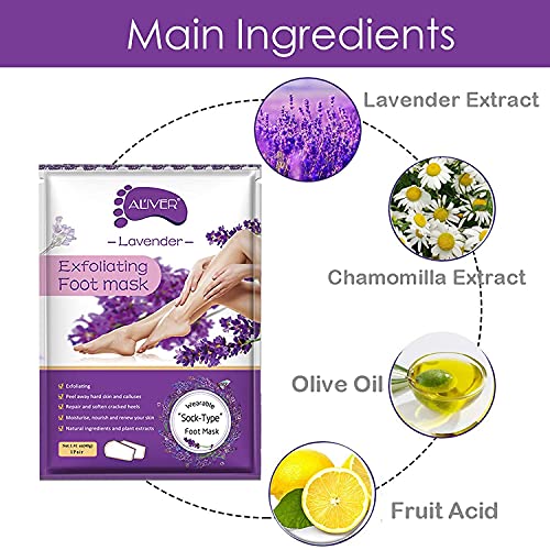 Foot Peel Mask 5 Pack, Lavender Exfoliating Foot Masks, Baby Foot Peel Soft S...