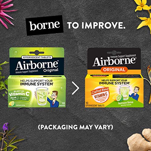 Airborne Lemon Lime Effervescent Tablets, 10 count - 1000mg of Vitamin C - Im...