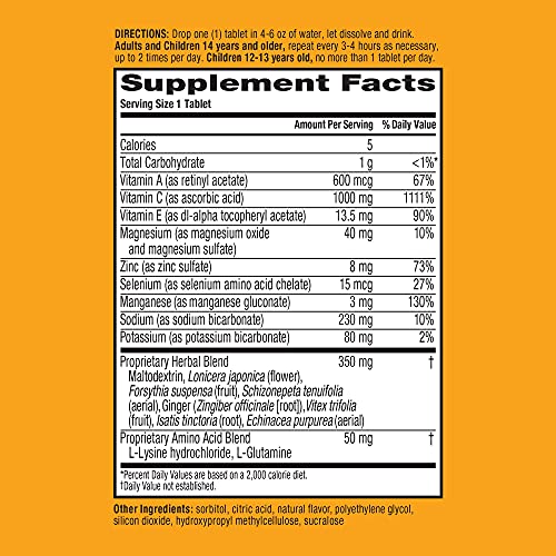 Airborne Lemon Lime Effervescent Tablets, 10 count - 1000mg of Vitamin C - Im...