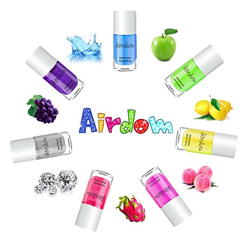 Airdom Kids Nail Polish Set- Non-Toxic Water-Based Odorless Peel Off Natural ...