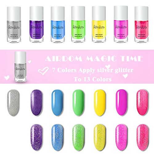 Airdom Kids Nail Polish Set- Non-Toxic Water-Based Odorless Peel Off Natural ...