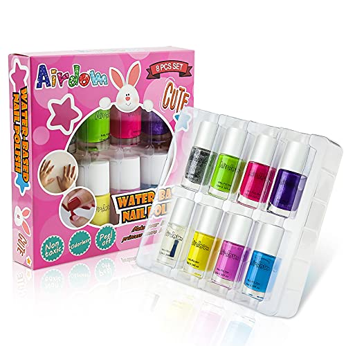 Airdom Kids Nail Polish Set- Non-Toxic Water-Based Odorless Peel Off Natural ...