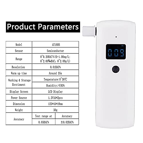 AirRadio Breathalyzer AT188s Fast Test Portable Alcohol Tester LCD Display Al...
