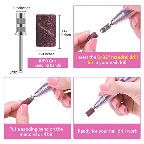 AIRSEE 100Pcs Sanding Bands 180 Grit Professional Nail Manicure Electric File...