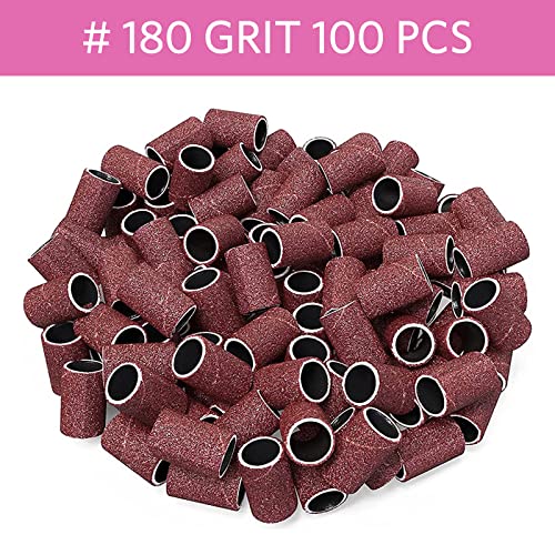 AIRSEE 100Pcs Sanding Bands 180 Grit Professional Nail Manicure Electric File...