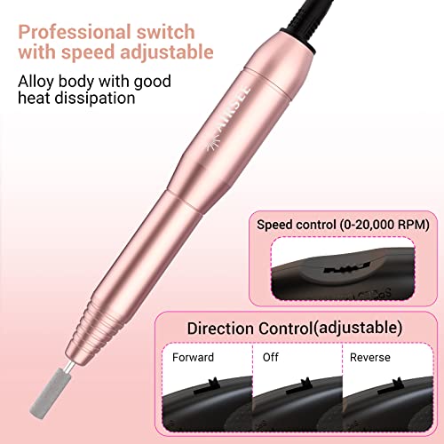 AIRSEE Portable Electric Nail Drill Professional Efile Kit for Acrylic, Gel N...