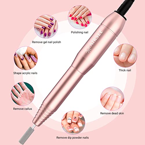 AIRSEE Portable Electric Nail Drill Professional Efile Kit for Acrylic, Gel N...