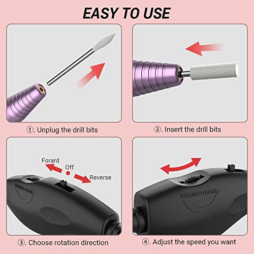 AIRSEE Portable Electric Nail Drill Professional Efile Nail Drill Kit for Acr...