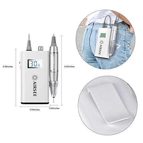 AIRSEE Rechargeable 30000RPM Electric Nail Drill Professional Portable E File...