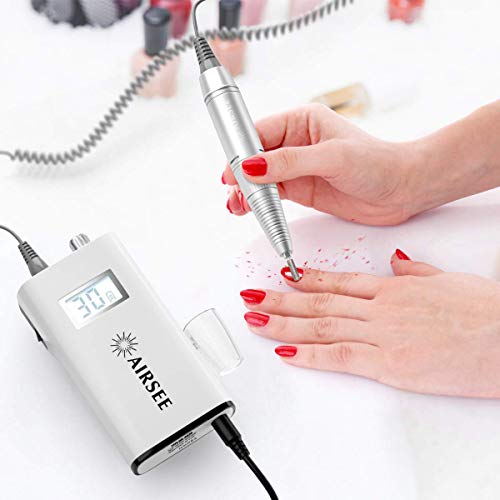 AIRSEE Rechargeable 30000RPM Electric Nail Drill Professional Portable E File...