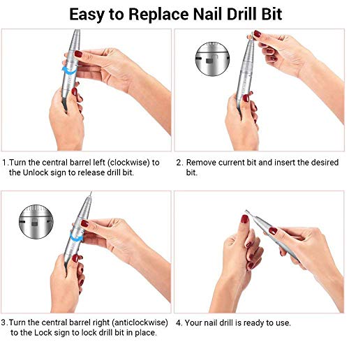 AIRSEE Rechargeable 30000RPM Electric Nail Drill Professional Portable E File...