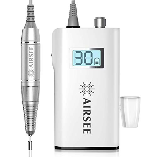 AIRSEE Rechargeable 30000RPM Electric Nail Drill Professional Portable E File...