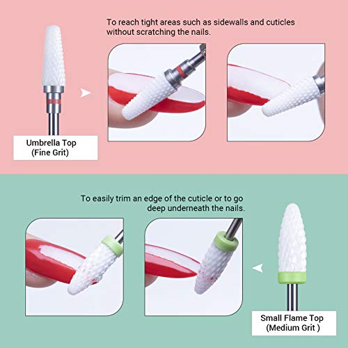 Ceramic Nail Drill Bits Set Fit for Most Drill Machine Professional Acrylic N...