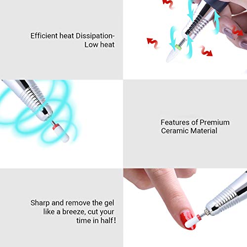 Ceramic Nail Drill Bits Set Fit for Most Drill Machine Professional Acrylic N...