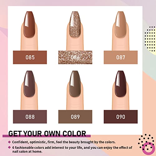 Aishaba 6 Colors Gel Nail Polish Set Brown Gel Nail Polish Classic Fall Winte...