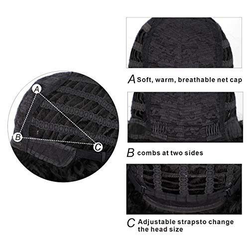 AISI HAIR Natural Black Afro Curly Hair Wig with Bangs for Black Women Synthe...