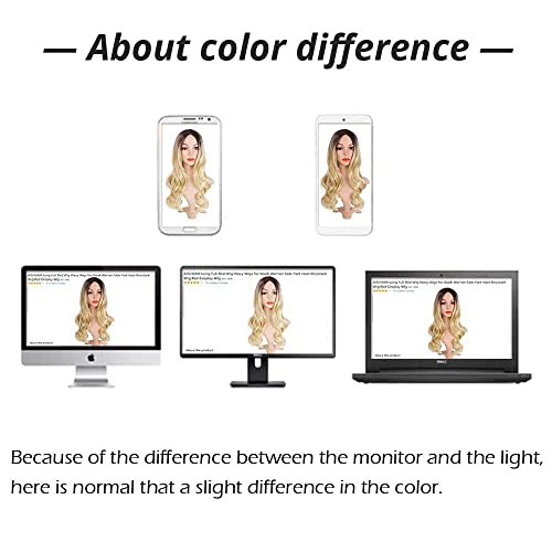 AISI QUEENS Long Curly Wig Ombre Blonde Wavy Wigs 2 Tone Blond Synthetic Cosp...