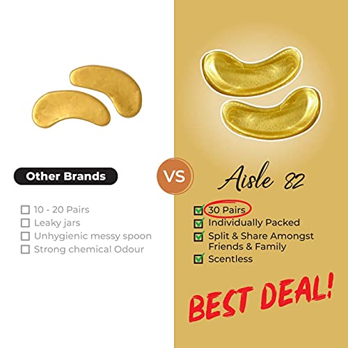 30 Pairs Under Eye Patches - 24K Gold Eye Mask - Under Eye Mask for Dark Circ...