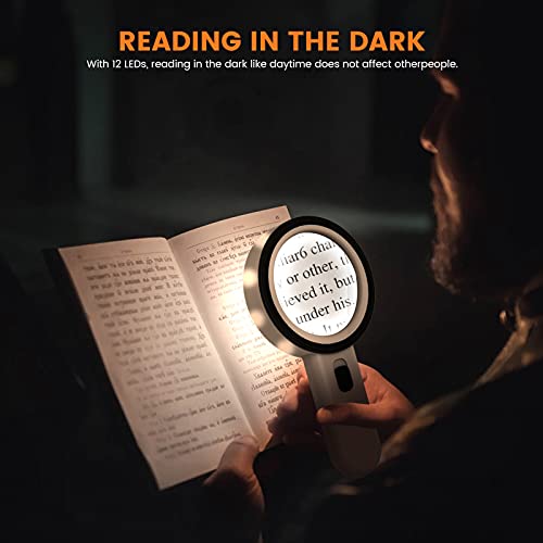 Magnifying Glass with Light, 30X Handheld Large Magnifying Glass 12 LED Illum...