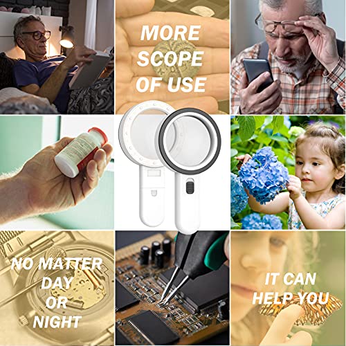 Magnifying Glass with Light, 30X Handheld Large Magnifying Glass 12 LED Illum...