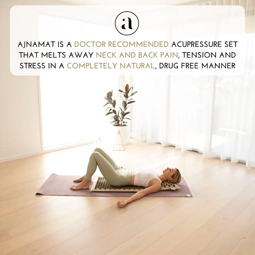 Ajna Acupressure Mat and Pillow Set - Natural Organic Linen Cotton Acupunctur...