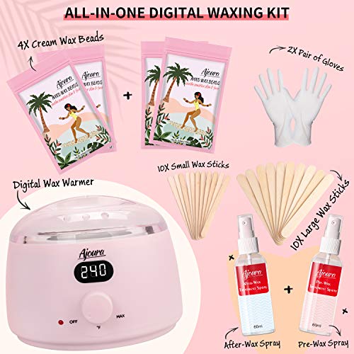 Home Waxing Kit, Ajoura Digital Wax Warmer Kit for Brazilian Bikini Coarse Ha...